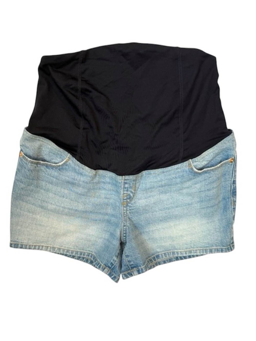Isabel Maternity Denim Shorts Over Belly Panel Size 6 Stretch Blue